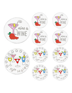 Marcadores de Pelotas de Golf Amy Sport - Diseño Variado, 9 y Vino