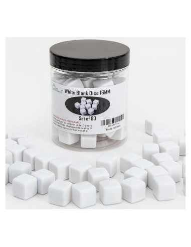 60 Dados en Blanco 16MM AiFanS para Juegos y DIY
