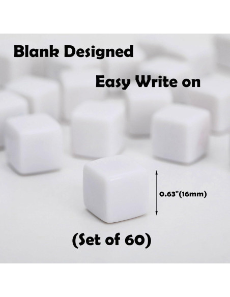 60 Dados en Blanco 16MM AiFanS para Juegos y DIY