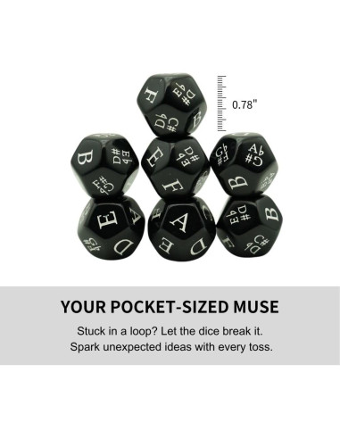 Juego de Dados Musicales Funeishi - 7 Dados D12 con Notas