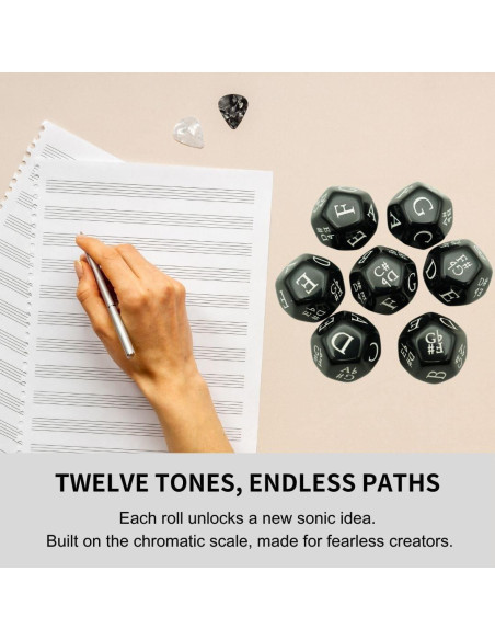 Juego de Dados Musicales Funeishi - 7 Dados D12 con Notas