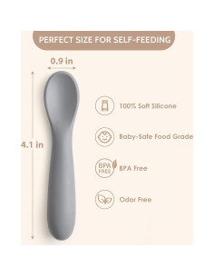 Paquete de 6 Cucharas de Silicona NETANY para Bebés 6+ Meses 2