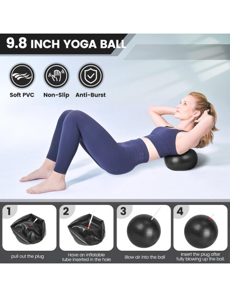 Conjunto de Pilates LumaHvn 12 Piezas: Anillos, Pelotas y Bandas