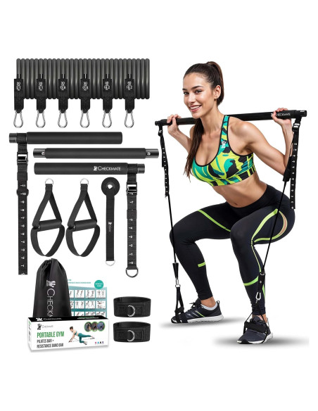 Kit de Barra de Pilates CHECKMATE con Bandas de Resistencia
