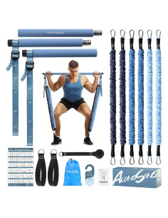 Kit de Barra de Pilates ALongSong con 6 Bandas de Resistencia 9-81kg