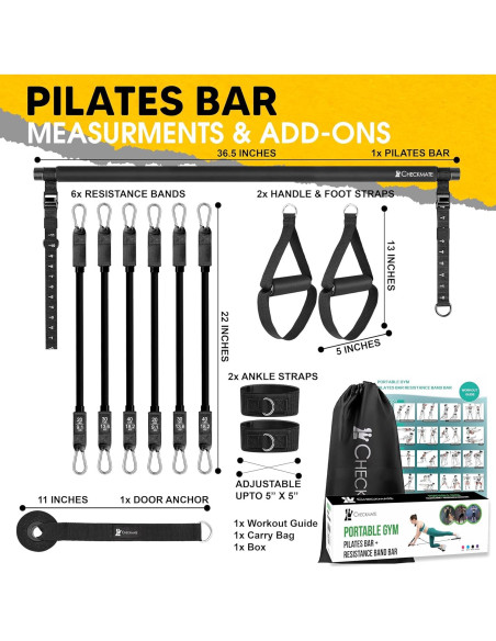 Kit de Barra de Pilates CHECKMATE con Bandas de Resistencia