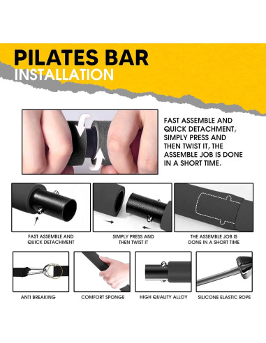 Kit de Barra de Pilates CHECKMATE con Bandas de Resistencia
