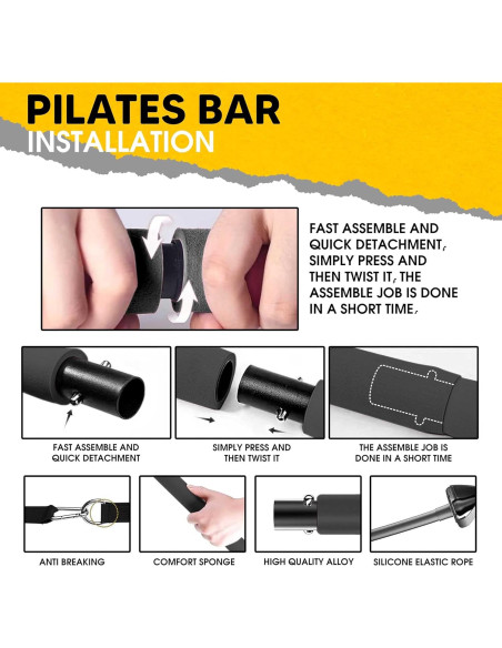 Kit de Barra de Pilates CHECKMATE con Bandas de Resistencia