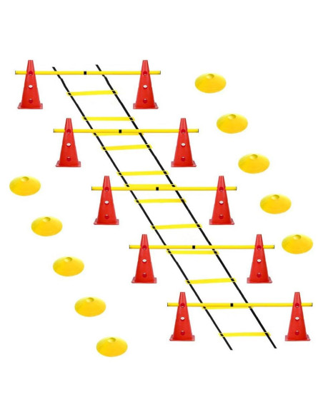 Conjunto de Entrenamiento Deportivo ASENVER - 10 Conos + Escalera 6m