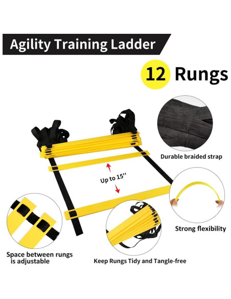 Conjunto de Entrenamiento Deportivo ASENVER - 10 Conos + Escalera 6m