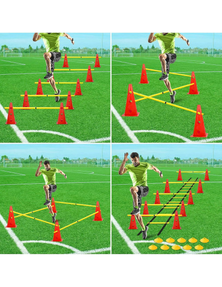 Conjunto de Entrenamiento Deportivo ASENVER - 10 Conos + Escalera 6m