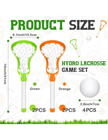 Juego de Palas y Pelotas de Lacrosse Arrowbash - 8 Palas y 4 Pelotas