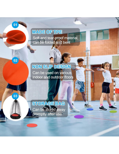 Marcadores de Piso PATIKIL 10 cm TPE Antideslizantes 24 Pzas