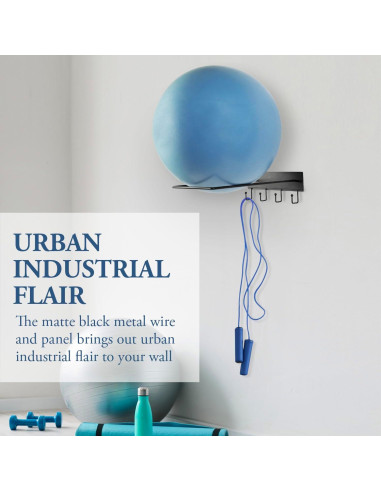 Soporte de Pelota de Estabilidad MyGift con 4 Ganchos Negro