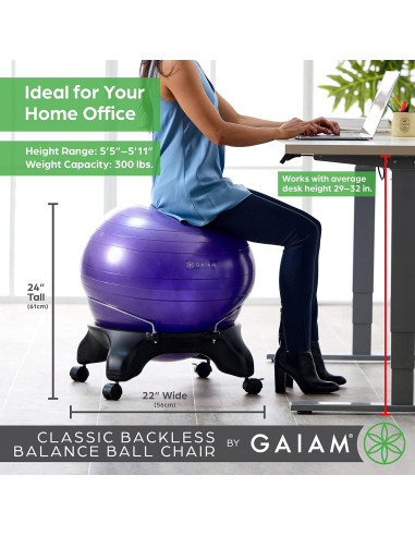 Silla de equilibrio Gaiam Classic sin respaldo con balón 52cm