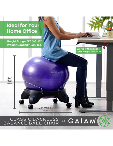 Silla de equilibrio Gaiam Classic sin respaldo con balón 52cm