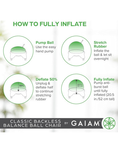 Silla de equilibrio Gaiam Classic sin respaldo con balón 52cm