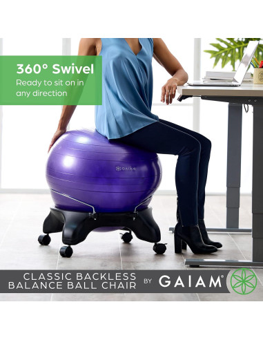 Silla de equilibrio Gaiam Classic sin respaldo con balón 52cm