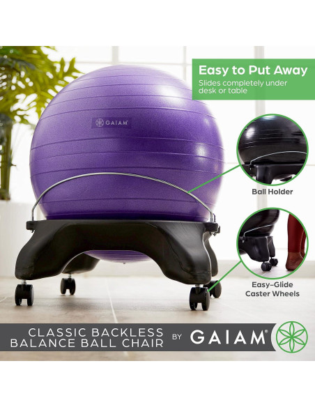 Silla de equilibrio Gaiam Classic sin respaldo con balón 52cm