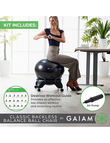 Silla de equilibrio Gaiam Classic sin respaldo con balón 52cm