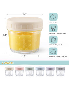 VITEVER Tarros de Almacenamiento de Comida para Bebés 12Pack 4oz 2