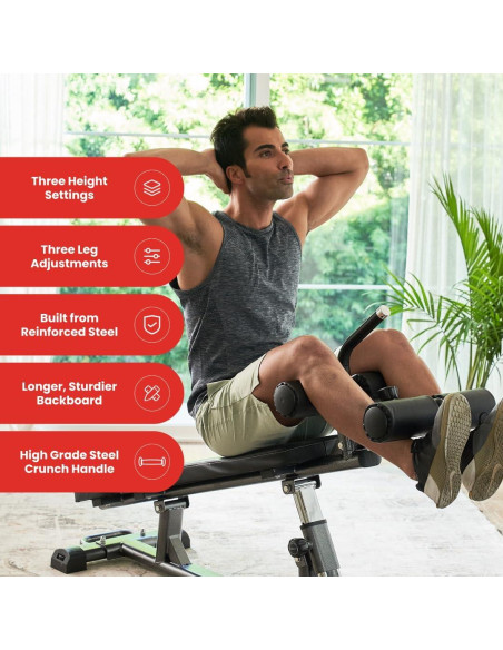 Banco de Abdominales Ajustable Finer Form con Mango y 4 Alturas