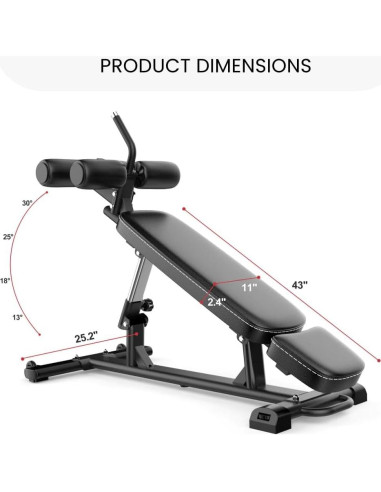 Banco de Abdominales Ajustable Finer Form con Mango y 4 Alturas