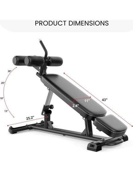 Banco de Abdominales Ajustable Finer Form con Mango y 4 Alturas