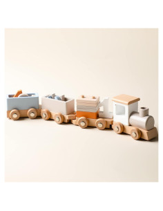 Juego de tren de madera ibwaae 12 piezas para bebés 1-5 años