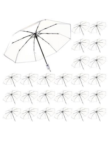 Juego de 20 Paraguas Transparentes Automáticos 106 cm Livianos