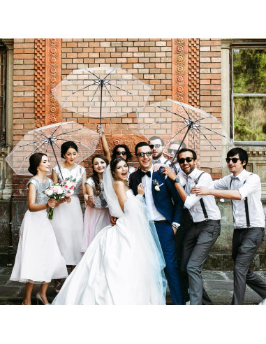 Juego de 20 Paraguas Transparentes Automáticos 106 cm Livianos