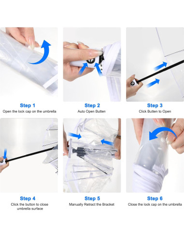 Juego de 20 Paraguas Transparentes Automáticos 106 cm Livianos