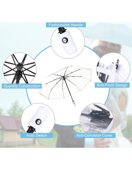Juego de 20 Paraguas Transparentes Automáticos 106 cm Livianos