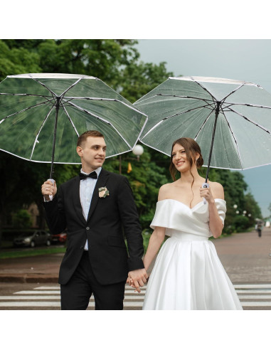 Juego de 20 Paraguas Transparentes Automáticos 106 cm Livianos