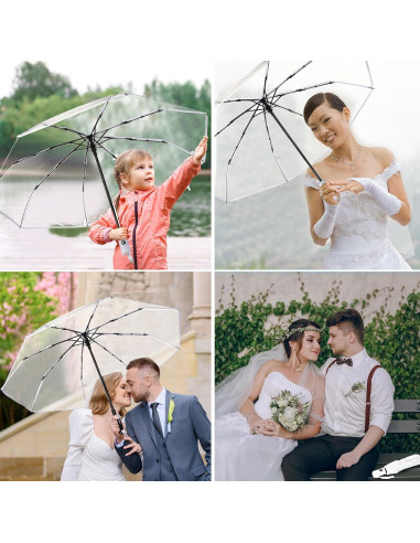 Juego de 20 Paraguas Transparentes Automáticos 106 cm Livianos