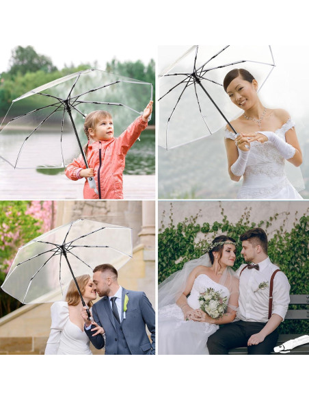 Juego de 20 Paraguas Transparentes Automáticos 106 cm Livianos