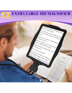 Lupa recargable HQGZQL 5X con luz LED para lectura manos libres 2
