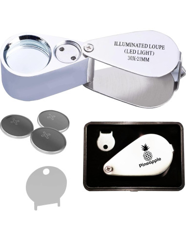 Lupa de Joyero Pineapple 30X con Luz LED y Estuche