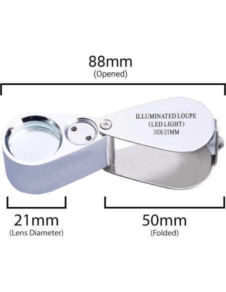 Lupa de Joyero Pineapple 30X con Luz LED y Estuche