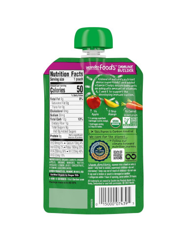 Pouches de Comida para Bebés Orgánica Gerber 2da Comida Zanahoria Manzana Mango 12x99g