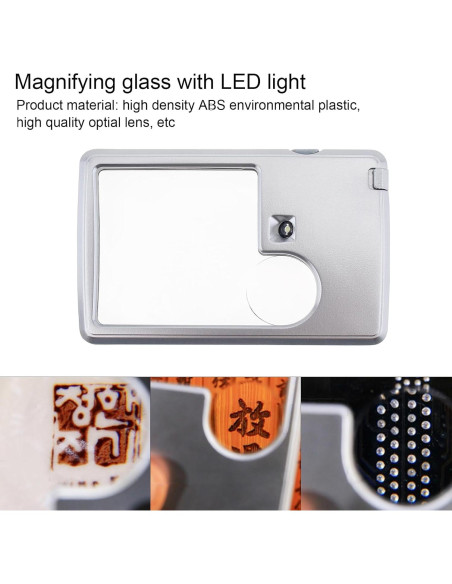 Lupa con Luz LED 3X 6X Smgda - 2 Piezas Portátil con Funda
