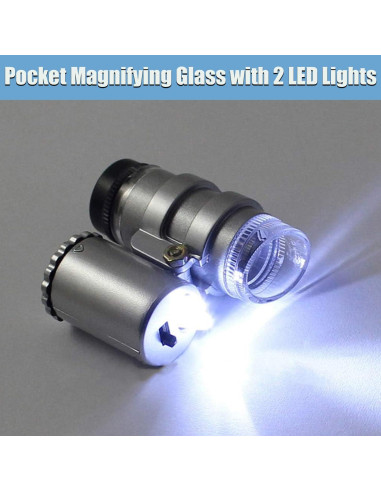 Lupa de Bolsillo Rongon 45X con 2 Luces LED - Microscopio