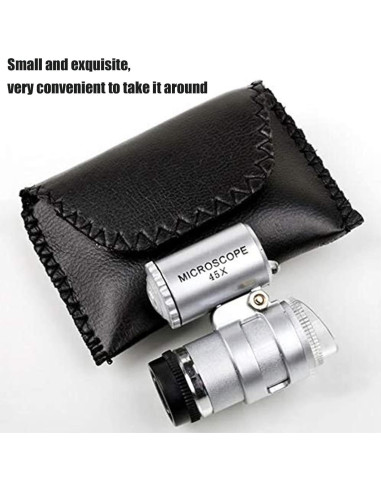 Lupa de Bolsillo Rongon 45X con 2 Luces LED - Microscopio