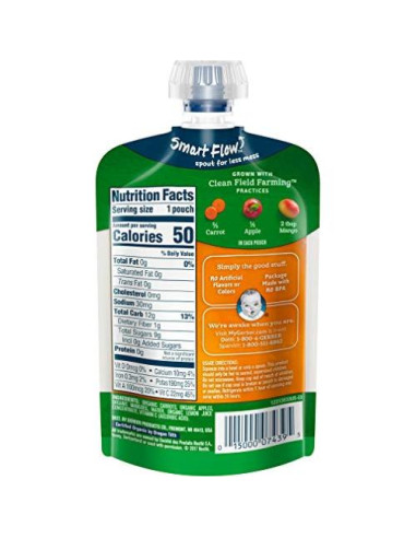 Pouches de Comida para Bebés Orgánica Gerber 2da Comida Zanahoria Manzana Mango 12x99g