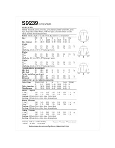 Patrón de Costura Chaqueta Dama Simplicidad S9239 Tallas XXS-XXL 2