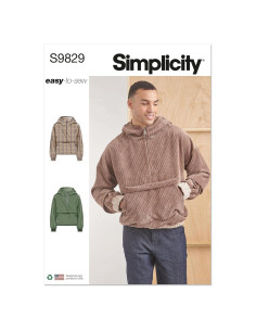 Patrón de Costura Sudadera Media Cremallera Simplicity S9829 S-XXL