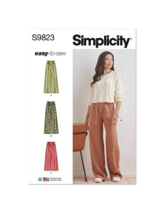 Patrón de Costura Simplicity S9823 para Pantalones Mujeres 16-24