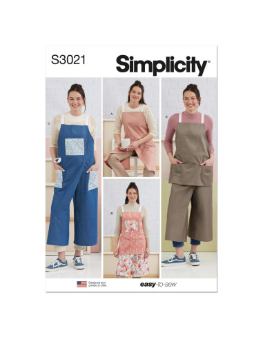 Patrón de Costura Delantales Simplicidad S3021 Tallas XS-XL