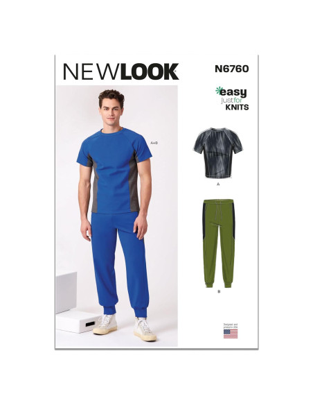 Patrón de Costura Nuevo Look Suéter y Joggers Hombre S-XXL