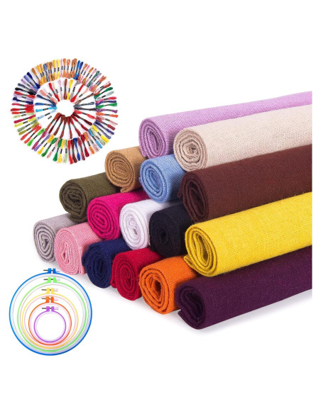 16 Piezas Tela de Lino para Bordado LOVOUS 48x48 cm